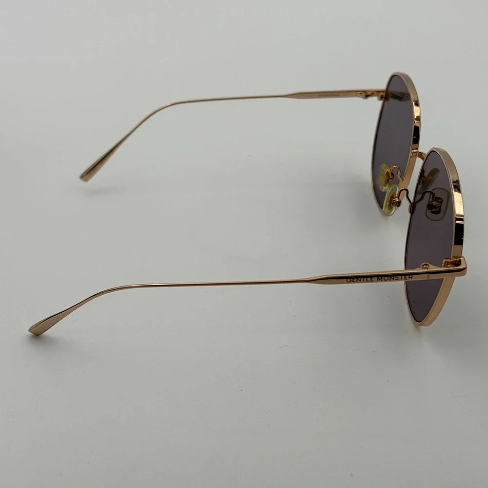 Gentle Monster Double Bread Sunglasses Gold Round Tinted + Case